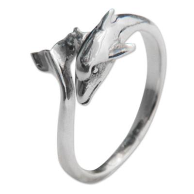 Sterling silver ring, 'Baby Dolphin'