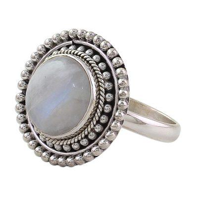 Rainbow Elegance,'Hand Made Rainbow Moonstone Cocktail Ring from India'