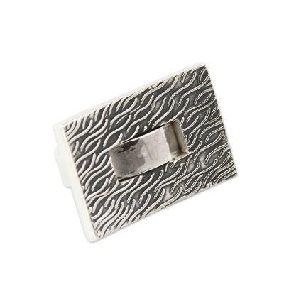 Sterling silver ring, 'Modern River'