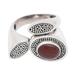 Red Lotus,'Handcrafted Lotus Theme Sterling Silver and Carnelian Ring'