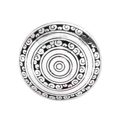 Hidden Eden,'Sterling Silver Buddha Curl Cocktail Ring from Bali'