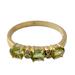 Gold vermeil peridot three-stone ring, 'Ode'