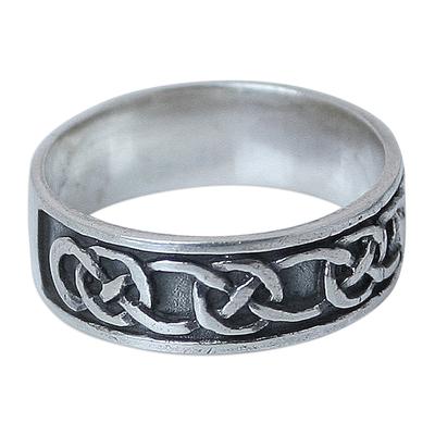 'Love's Geometry' - Hand Crafted Men's Sterling Silver Band Ring