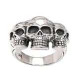 'Skull Trio' - Men's Sterling Silver Ring from Indonesia