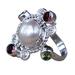 Cultured pearl and garnet cocktail ring, 'Moon and Stars'