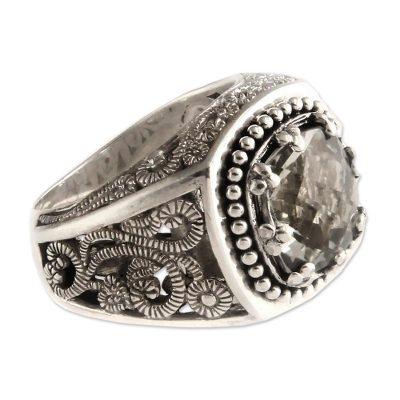 'Rain Forest Sparkle' - Handcrafted Sterling Silver and Prasiolite Ring