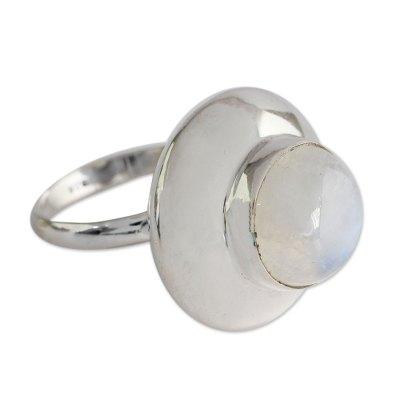 Rainbow moonstone cocktail ring, 'In Moonlight'