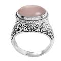 Bali Eye in Pink,'Sterling Silver Rose Quartz Single Stone Ring from Indonesia'
