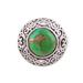 Verdant Electricity,'Handcrafted Silver Jali Ring with Green Composite Turquoise'