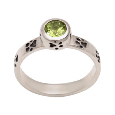 Paws for Celebration,'Peridot and Sterling Silver Single Stone Ring from Bali'