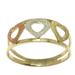 Tricolor Hearts,'Heart Motif 10k Gold Band Ring from Brazil'