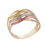 Tricolor Waves,'10k Gold Wave Motif Cocktail Ring from Brazil'