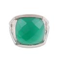 Verdant Depths,'Faceted Green Onyx Cocktail Ring in Sterling Silver'