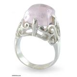 Elegance,'Sterling Silver and Rose Quartz Cocktail Ring'