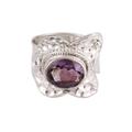 'Her Majesty' - Sterling Silver Wrap Amethyst Ring India Jewelry