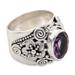'Lilac Frangipani' - Floral Sterling Silver and Faceted Amethyst Ring from B