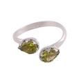 Glamorous Drops,'Rhodium Plated Sterling Silver Peridot Wrap Ring from India'