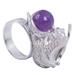 Fruta Prohibida,'Handmade Amethyst and Sterling Silver Filigree Ring'