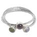 Memorable Trio,'Balinese Garnet Peridot Rainbow Moonstone Multigem Ring'