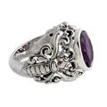 'Balinese Butterfly' - Men's Handcrafted Sterling Silver and Amethyst Ring