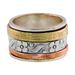 Floral Sheen,'Sterling Silver Copper and Brass Indian Floral Spinner Ring'