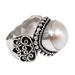 Purely White,'White Mabe Pearl Cocktail Ring in Sterling Silver Setting'