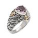 Deep Roots,'Sterling Silver and Amethyst Ring with 18K Gold Accents'