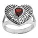 Bali Heart in Red,'Sterling Silver and Garnet Heart Shaped Cocktail Ring'