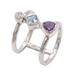 Lolly,'Bali Amethyst and Blue Topaz Multi-Stone Silver Ring'