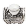 Glowing Heroine,'Wide Silver and Cultured Mabe Pearl Ring from Bali'