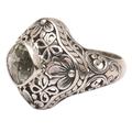 Truth Flower,'Handmade 925 Sterling Silver Prasiolite Cocktail Ring'