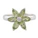 Sparkling Daisy,'Peridot and Sterling Silver Floral Ring from India'