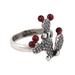 Prickly Pear Fruit,'Garnet Prickly Pear Cactus Sterling Silver Cocktail Ring'