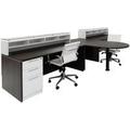 Emerge Glass Top 2-Person Shared Peninsula Reception Desk w/Drawers & LED Lights