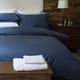 Belledorm Hotel Suite Satin Stripe 540 Thread Count 100% Cotton Duvet Cover Set, Navy, Double