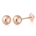 14K Rose Gold Polished Screwback Stud Ball Earrings Children Kids Adult Second Piercing 5mm