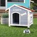 Archie & Oscar™ Genevieve Dog's Inn Dog House Wood House in Brown/Gray, Size 42.0 H x 42.0 W x 35.25 D in | Wayfair