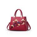 NICOLE&DORIS Fashion Sweet Handbag Women Crossbody Shoulder Bag Purse Tote Commuter PU Leather Red Wine