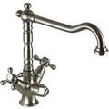 Three-way double lever kitchen sink tap in antique nickel colour Porta&Bini Old Fashion 62072NA