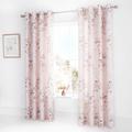 Catherine Lansfield Canterbury Floral 66x72 Inch Lined Eyelet Curtains Two Panels Blush Pink