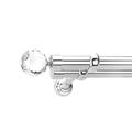 IANPAV Metal Double Curtain Rod/Pole 25/25mm, Inox (Stainless Steel), Classic, Beluna Crystal, 140