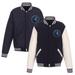 Men's JH Design Navy/White Minnesota Timberwolves Reversible Fleece & Faux Leather Full-Snap Jacket