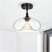 Warehouse of Tiffany Masix Matte Black 1-Light Semi Flush-mount Lamp with Donut Glass Shade