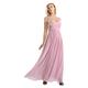 iEFiEL Women's Elegant V Neck Off Shoulder Long Chiffon Bridesmaid Dress Evening Prom Ball Gown Dusty Rose UK Size 8 /#4