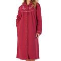 Slenderella Womens Button Up Dressing Gown Boucle Fleece Embroidered Housecoat Medium (Raspberry)