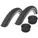 Set: 2 x Schwalbe Smart Sam Plus puncture protection tyres 27.5 x 2.25 + Schwalbe inner tubes car valve.