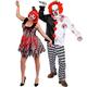 DELUXE KILLER CLOWN COUPLES HALLOWEEN COSTUME - COUPLES FANCY DRESS CLOWN COSTUMES WITH ACCESSORIES (MENS: XX-LARGE + LADIES: SMALL)