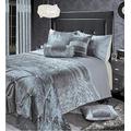Intimates Diamante Crushed Velvet Premium Bedding Bedroom Collection Rienzo (Silver/Grey, King)