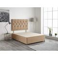 Bed Centre Beige Plush Velvet Fabric Divan Base Plus Matching Headboard and 2 Drawers 3ft 4ft 4ft6 5ft 6ft (3FT (Single))