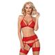 Selente Sexy 4-Piece Set with Satin Thong and Blindfold, Made in the EU. - Red - Small